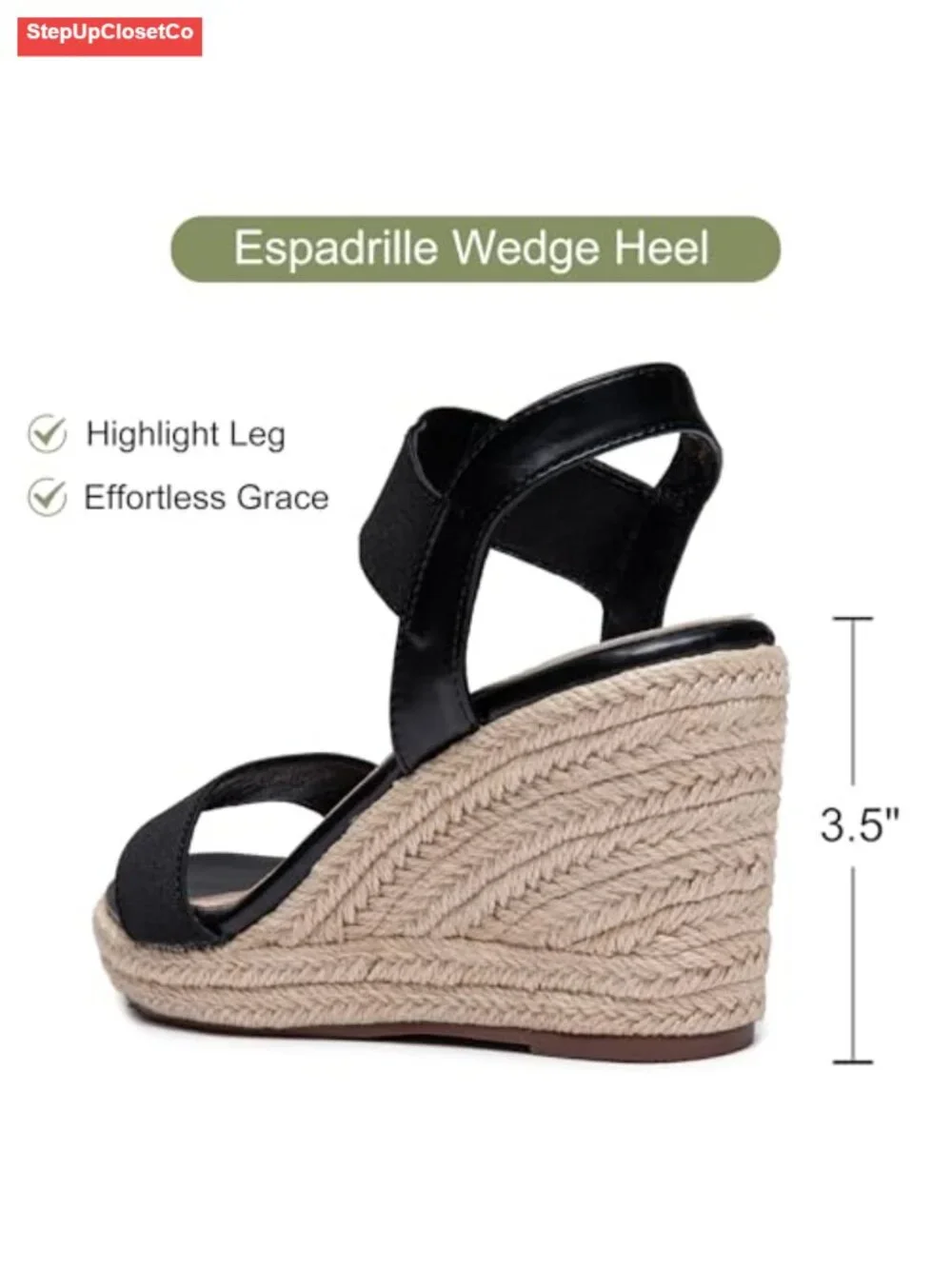 Open Toe Espadrille Wedge Sandals with Ankle Strap, Platform Strappy Wedge